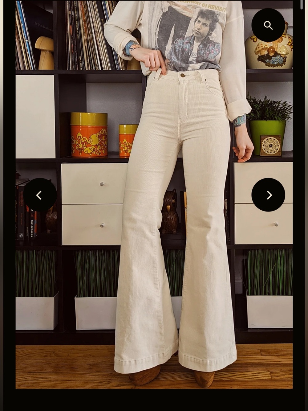 ROLLA'S Cream Corduroy High-Rise Jeans